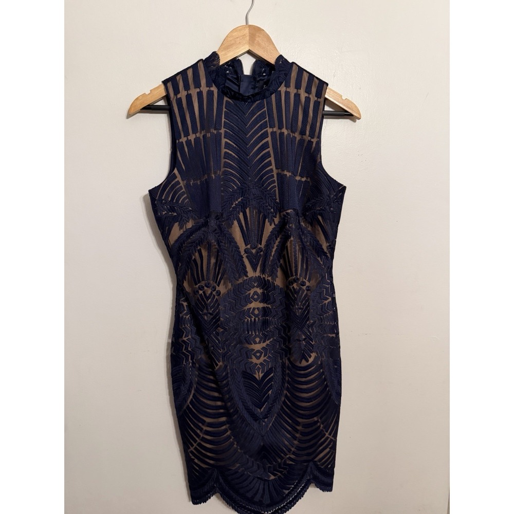 Bardot Women's Alice Navy Sleeveless Lace Overlay Sheath Dress Cocktail Small